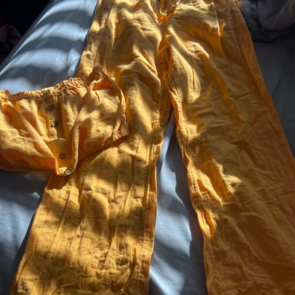 BILLABONG X SINCERELY‎ JULES Bring On Wide Leg Pants & top Cotton Mango Size M - Picture 5 of 16